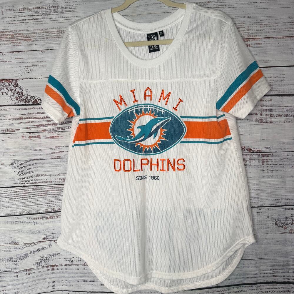 NFL Team Apparel Miami Dolphins Jersey Style Top Women’s XL Mesh Tee